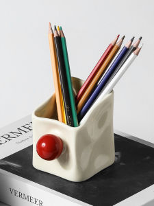 เซรามิคปากกาลูกลื่นผู้ถือปากกาสํานักงาน Desktop Storage กล่องแปรงแต่งหน้าหวีดินสอเขียนคิ้วสแกนดิเนเวียนสไตล์