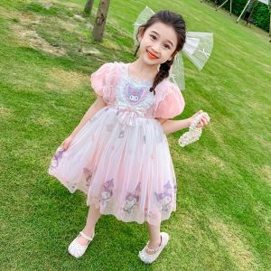 Summer New Style Girls Kurokos Princess Dress Sweet Heart Design Baby Girls Clothing Short Sleeve Milk Silk Fabric Dress