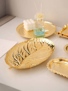 Nordic Mạ Vàng Bát Đựng Tráng Men Kim Loại Tray Đựng Bánh Tray Đựng Đồ Tráng Men Trang Trí Trưa Chiều Trang Trí Đồ Trang Sức
