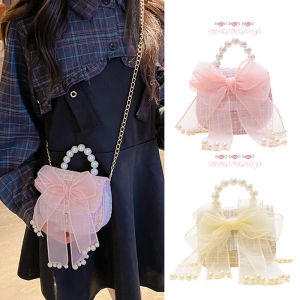 Princess Style Single Shoulder Sweet Pink Cute Girls Crossbody Bag with Butterfly Knot for Big Kids Age 12 Fashionable Bag