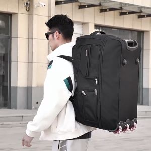 LESTOP Trolley Bag Travel Bag Mens Large Capacity Expandable Folding Oxford Cloth Waterproof Portable Short Distance Female Student Luggage Bag
