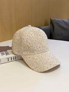 K-style Handmade Rhinestone Flower Peaked Cap Female Outdoor Travel Easiest for Match Fashion Baseball Cap Rhinestone Curved Brim Sun Hat