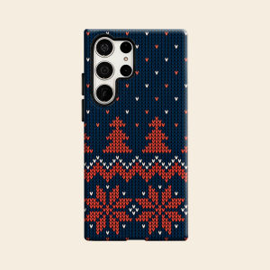 Knit Heart Christmas Print Luxury Fashion Full Lens Protective Case for Samsung Galaxy S26 S25 S24 A56 A36 Plus Ultra