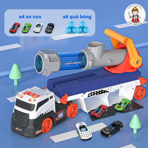 ĐỒ CHƠI Ô TÔ XE TẢI CHỨA BỆ PHÓNG XE VÀ BÓNG CHỨA 4 XE CON 6 BALL CUỘC ĐUA KỲ THÚ ĐỒ CHƠI THÔNG MINH