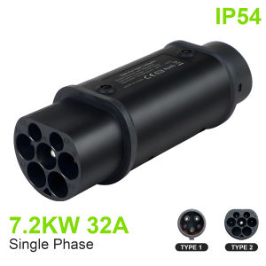 Type 2 to Type 1 EV Charger Adapter IEC 62196-2 to SAE J1772 32A 7.2kW Single Phase AC Adapter