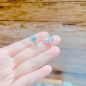 Bông tai bạc thời trang khoá bật gắn đá gate chất liệu bằng bạc MS013g