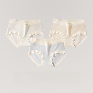 THREEGUN | No-show Mid-rise Cotton Gusset Antibacterial Lace Underwear