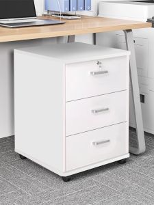 Mobile Wooden File Cabinet with Lock Office Storage Furniture Drawer Cabinet under Desk Low Profile Small Cabinet for Business