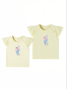 Purcotton | Flared Sleeve Breathable Cotton Girl T-shirt