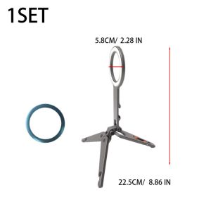 Magnetic Phone Stand Aluminum Alloy 270 Degree Adjustable Foldable MagSafe Tripod Holder with Hook Clip for Live Streaming Video