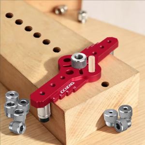 Aluminum Alloy Self‑Centering Doweling Jig Kit Multi‑Size Drill Bushings Dowel Hole Locator Woodworking DIY Drilling Guide Tool