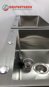 Chậu Rửa Chén Bát Inox Loại 1 Hộc 2 Hộc Thông Dụng Nhiều Kích Thước - Gồm chậu SUS304 hoặc 201 và xi phông thoát nước