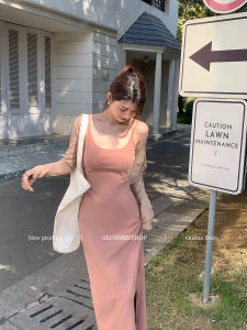 Pink Slimming Dress with Strap Inner And Cardigan Two-Piece Set Elegant Style by IIechoes Spring 2025 Ladies Fashion Dress