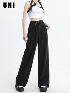 Black High Waist Slimming Loose Straight Leg Ice Silk Wide Leg Jeans Womens Summer Thin Denim Tencel Casual High Waist Jeans