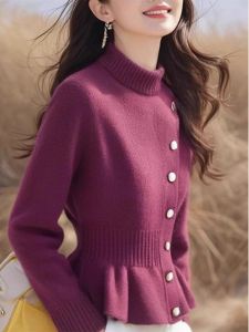 WANGGONGZHU | Elegant Knitted Base Shirt Womens Autumn Winter Inner Wear Waist-Cinching Fashionable Sweater Princess Style Commute Trend