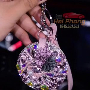 Móc khóa đính đá ngũ sắc có Gương Mini đính đá cao cấp làm phụ kiện quà tặng dây treo balo túi xách ví cầm tay