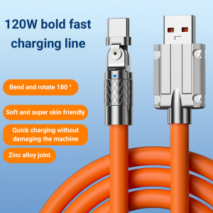 120W elbow 180° rotation with light super fast charging 6A zinc alloy data cable⚡PH deliveryIn stock⚡