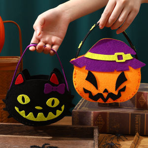 4Pcs Halloween Candy Bags Children’s Hand-Carry Pumpkin Bags Trick-or-Treat Bags Nursery Craft DIY Kit Ghost Festival Candy Pouch