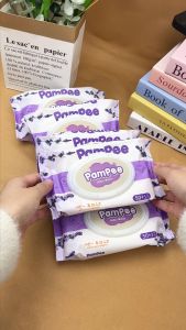 Pampee Baby Wipes 1 Packs 53pcs Lavender Scented No-Alcohol 5/1 Pack 53 Sheets Wet Wipes