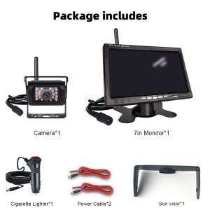 7 Inch Wireless Backup Reversing Camera for Truck Bus RV Trailer Excavator 7 in Monitor Reverse Front Image 12V-24V Display