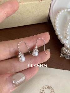 Natural Pearl Earrings Womens Commuter Lightweight Luxury Pure Silver Ear Hooks Fashionable French Design Original Jewelry