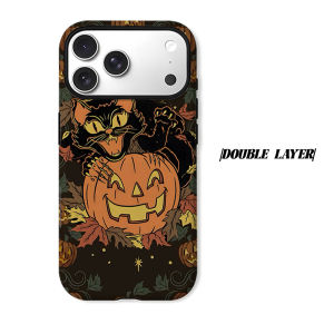 BILIBILI | Vintage Halloween Cat Phone Case for iPhone 18 17 16 15 14 13 12 11 Air Pro Max Plus Double-layer Cover