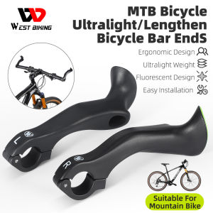 WEST BIKING 1 Pair Bicycle Handlebar Mountain Road Bike Lock-on Handlebar Ergonomic Handle Bar MTB Bicycle Bar Ends