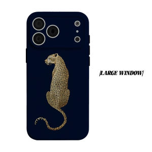 Dark Blue Leopard Phone Case for iPhone 18 17 16 15 14 13 12 11 Air Pro Max Plus Double-layer Cover