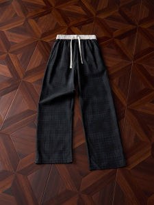 ZHUOCAN | Patched Design Checker Pattern Summer Cooling Wide Leg Trousers
