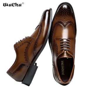 WuChu Giày Trang Trọng Da Thật Cho Nam Giày Brogue Trang Phục Thường Ngày Cho Nam Giày Oxford Chắp Vá Màu Xanh Dương Cho Bữa Tiệc Tối Của Nam Giày Kiểu Anh