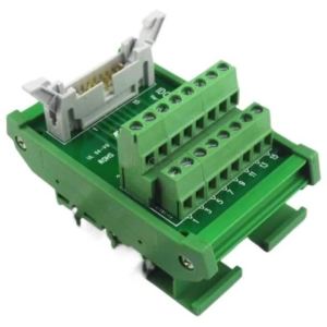 IDC16 IDC 16 Pin Male Connector to 16P Terminal Block Breakout Board Adapter PLC Relay Terminals DIN Rail Mounting