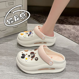 รองเท้าแตะแบบสวมสำหรับผู้หญิง ทรงส้นหนา ป้องกันการลื่น รองเท้าแตะชายหาดแบบลำลอง ใส่ได้สองทาง รองเท้าแตะกลางแจ้งในช่วงฤดูร้อน