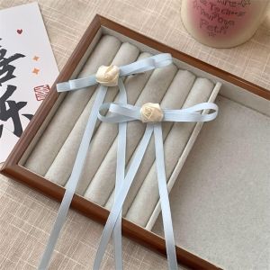 กิ๊บติดผมโบว์ผีเสื้อดอกกุหลาบสไตล์ฝรั่งเศส 2024 กิ๊บติดผมหางม้าสองข้างสำหรับเจ้าหญิง อุปกรณ์ตกแต่งผมสไตล์น่ารักและนุ่ม