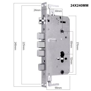 EGFirtor Metal Stainless Steel Electronic Lock Body Fingerprint Lock 240X24MM Square Bolt And Cylindrical Bolt