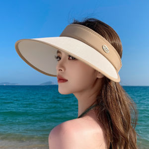 Womens Summer Sun Hat Large Brim Empty Top Glitter Casual Style UV Protection Street Fashion Outing Cap Face Covering Hat