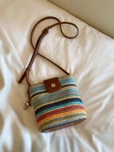 Rainbow Mousse Spring Summer Woven Bucket Bag