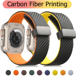 Silicone Strap for Apple Watch ultra 49mm 44mm 40mm 45mm 41mm 42mm Carbon Fiber Bracelet for i Watch series 9 8 7 6 3 SE ultra(excluding watches)