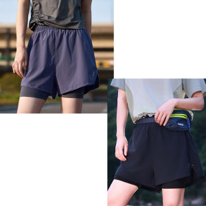 Fitness Quick Dry Pants Womens Summer Thin High Waist Straight Leg Casual Bike Riding Shorts Two-In-One Inner Lining Yoga Sport