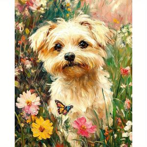 Kayou | Cute Puppies Paint By Numbers Kit Adults Kids Beginner DIY Canvas Stress Relief Home Wall Decor Craft Birthday Gift Unframed