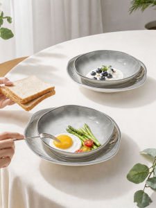 mornenjoy | Underglaze Colored Ceramic New Home Dinner Plate Luxurious