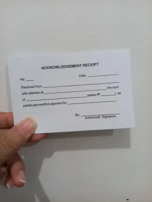 2 pads acknowledgement receipt. 2.5x4in generic. carbonize/ordinary non tin receipt