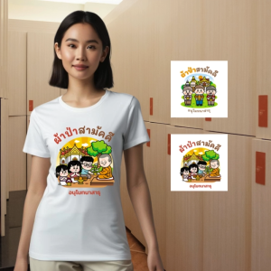 เสื้อผ้าป่า เสื้อทีมผ้าป่า ของชำร่วยงานผ้าป่า ผ้าป่าสามัคคี เสื้อทีมงานบุญทอดผ้าป่าประจำปี เสื้อยืดงานบุญทอดผ้าป่า เสื้อยืดสีเหลืองพิมพ์ลายงานผ้าป่า