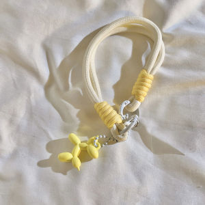 สร้อยข้อมือผ้าไนลอนสุนัขบอลลูนน่ารัก DIY สร้อยข้อมือผ้าไนลอนสำหรับโทรศัพท์มือถือ กระเป๋า หัวเข็มขัด ตกแต่งรถยนต์ สายรัดข้อมือแบบพกพา