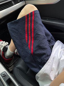 Quần Short Nhanh Khô Nhanh Cho Nam Mùa Hè Ngoài Trời Quần Short Bãi Biển Sọc Xanh Tím Quần Dài Năm Điểm Phong Cách Mỹ