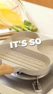 Egg Frying Pan 2 in 1 Frying Pan for Eggs and Cakes with 3 Compartments and 3 Non-Stick Holes Keimav