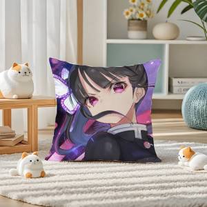 Bandai | Demon Slayer Upper Moon Demons Anime Plush Pillow Cover Soft Short Plush Cushion Cover For Sofa Bedroom Home Decor Gift