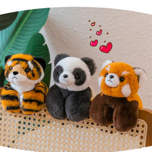 Plush Toy Bracelet Tiger Fox Small Panda Bear Beige Wristband Plushie Doll Childrens Playtime Soft Stuffed Animal Toy