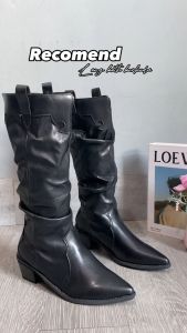 PINKEY P227 Boots/Sepatu Winter Overknee Leather Kulit Fashion Wanita Black