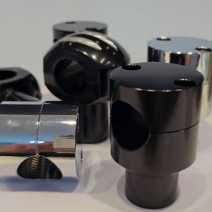 Motorcycle Handlebar Riser 25mm / 1 inch Black/Chrome Aluminum Clamp Kit Holder Custom Bobbers Choppers Big Bike