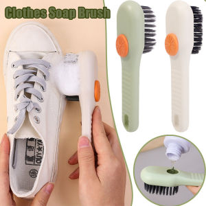 Liquid Adding Soft Fur Cleaning Brush Long Handle Clothes Soap Brush Multifunctional Shoe Brush with Liquid for Shoe Washing and CleaningBathroom Kitchen Soft Clothes